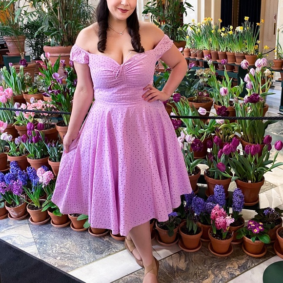 Timeless London Julie Dress Lilac Lavender Broderie Anglaise Floral Lace Spring - Picture 4 of 8